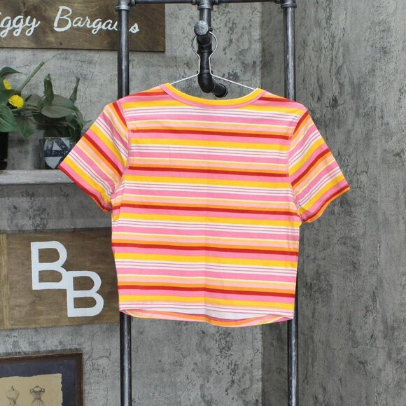NWT Wild Fable Womens Short Sleeve Fitted T-Shirt 84660319 L Pink Stripe - Picture 3 of 6